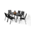7-Piece Outdoor Patio Dining Set with 55" Steel Rectangular Table and 6 Armchairs - 2 of 4