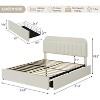 Kids Boucle Upholstered Bed Frame with Bookcase Headboard and 2 Storage Drawers, Noise-Free Platform Bed - 2 of 4