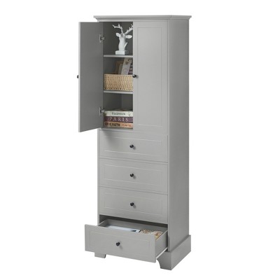 Rbied 23.60 in. W x 15.70 in. D x 68.10 in. H MDF Freestanding Storage Cabinet Linen Cabinet with Doors and Drawers, Adjustable Shelf