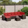 vidaXL 8 Piece Patio Sofa Set with Cushions Brown and Red - With Table - 2 of 4