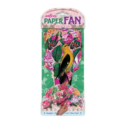 eeBoo Piece & Love: Sarah Jarrett - 15" Paper Fan for Adults, Vibrant Floral & Bird Design