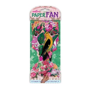 eeBoo Piece & Love: Sarah Jarrett - 15" Paper Fan for Adults, Vibrant Floral & Bird Design - 1 of 4