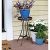 ACHLA Designs Roman Bronze Wrought Iron Outdoor Planter Stand Black 10.5"x10.5"x18.75" - 2 of 4