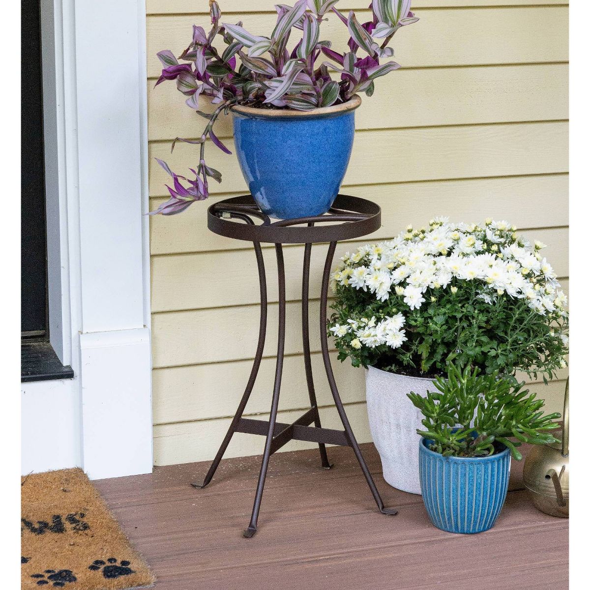 ACHLA Designs Roman Bronze Wrought Iron Outdoor Planter Stand Black 10.5"x10.5"x18.75" - thumbnail 2