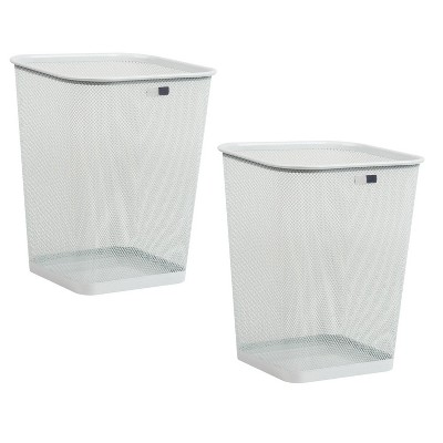 LunaLulinlk Mesh Trash Can, Waste Paper Basket, Square, Office, Metal, Set of 2, White