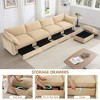 146.4" Chenille L-Shaped Modular Sectional Sofa with Storage Ottomans & Drawers Under Each Seat - 2 of 4
