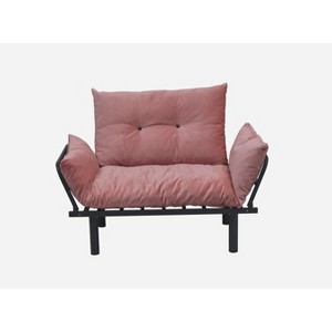 TiramisuBest Metal Legs Futon Loveseat, Black Chenille Upholstery, Compact 2-Seater Sofa, Durable Metal Frame, Easy Assembly - 1 of 4