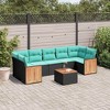vidaXL 8 Piece Garden Sofa Set with Cushions - Black - 2 of 4
