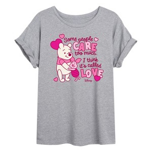 Women's - Winnie the Pooh - Care Too Much Called Love Oversized Graphic T-Shirt - 1 of 4