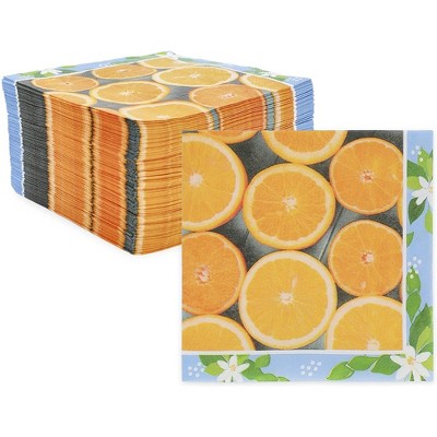 Sparkle and Bash 150 Pack Orange Paper Luncheon Disposable Napkin Napkins for Summer Fruit Party Supplies, 2-Ply 6.5"