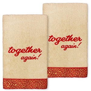 Linum Home Textiles CHRISTMAS TOGETHER AGAIN - Embroidered Luxury 100% Turkish Cotton Hand Towels - 1 of 3