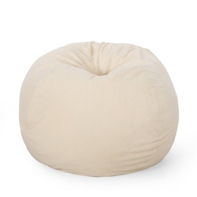 5' Newalla Modern Shearling Bean Bag Cream - Christopher Knight Home