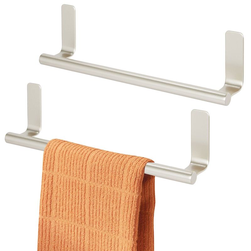 mDesign Steel Wall-Mounted Self-Adhesive Towel Rack Holder - 2 Pack, 1 of 9