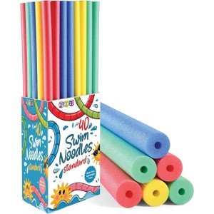 Play22usa Pool Noodles Foam 40 Pack – Soft Rainbow Foam Noodle Tubes, 4 Colors Bulk Swim Noodles, Pool Toys, Exercise & Crafts - 1 of 4