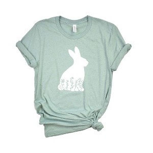 Simply Sage Market Women's Bunny With Flowers Short Sleeve Graphic Tee - 1 of 3