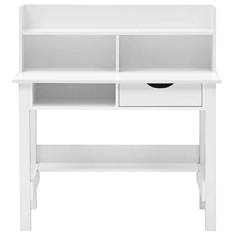 Tangkula Computer Desk Space-Saving Laptop Writing Table w/Shelf & Drawer for Home Office White, 5 of 7
