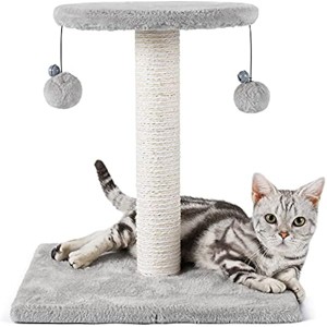 rabbitgoo Small Cat Scratching Post for Kittens, 17" Kitten Scratchers for Indoor Cats, Sisal Cat Post with Perch , Light Grey - 1 of 1