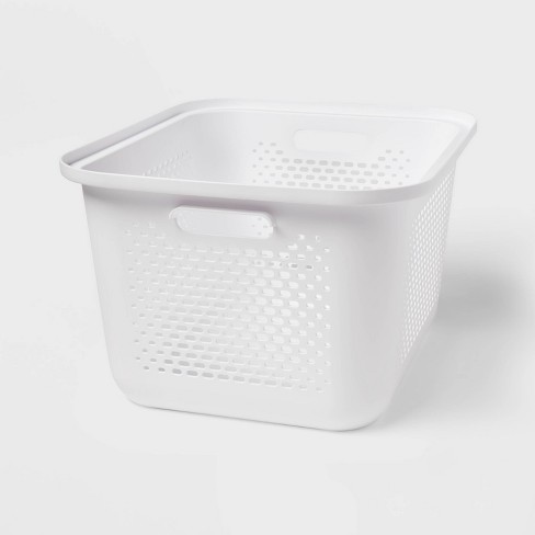 Plastic Storage Baskets Small Pantry Organizer Basket Bins with Cutout  Handles