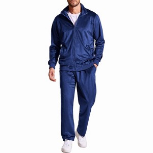 COOFANDY Mens 2 Piece Velour Tracksuit Full Zip Jackets Pants Velvet Jogging Suits Sweatsuit Set S-XXL - 1 of 4