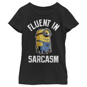 Girl's Despicable Me Minion Fluent in Sarcasm T-Shirt - 1 of 4
