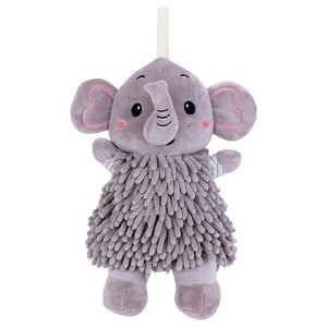 REGALWOVEN Soft Absorbent Chenille Cute Cartoon Elephant Hand Towel with Hanging Loop 7" x 11" 1 Pc - 1 of 4