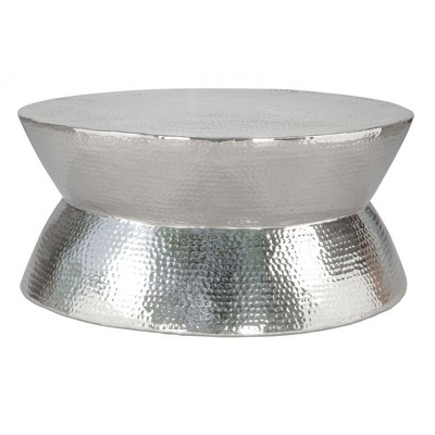 Aluminum Coffee Table 16.5"H, Silver Polished Finish With Round Top by Zuo Modern