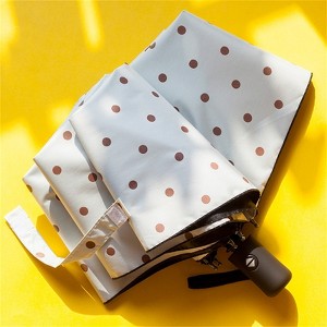 Clotth Polka Dot Sun Umbrella - Foldable, Sun and Rain Dual-Purpose, Retro Black Glue, Polka Dot - 1 of 4