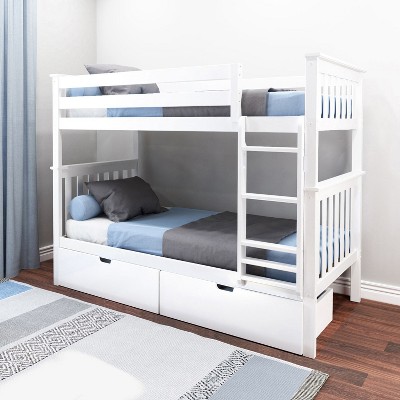 Max & Lily Twin Over Twin Bunk Bed With Under Bed Storage Drawers : Target