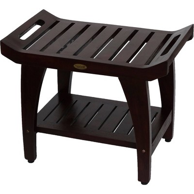 24" Tranquility DT156 Wide Teak Wood Shower Bench with Handles - DecoTeak