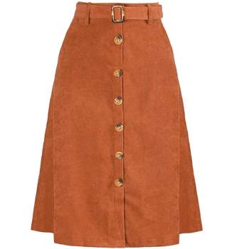 Allegra K Women's Basic Faux Suede Short Flared Casual Mini Skater Skirt  Brown X-small : Target