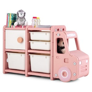 Costway Kids Toy Storage Organizer Toddler Playroom Furniture w/ Plastic Bins Cabinet - 1 of 4