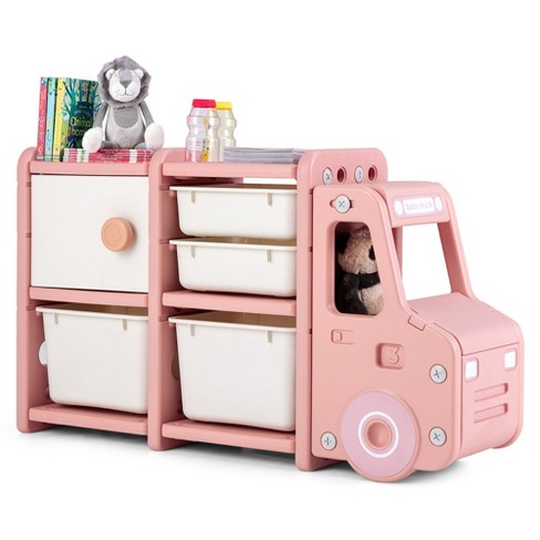 Costway Kids Toy Storage Organizer Toddler Playroom Furniture W/ Plastic  Bins Cabinet Pink : Target