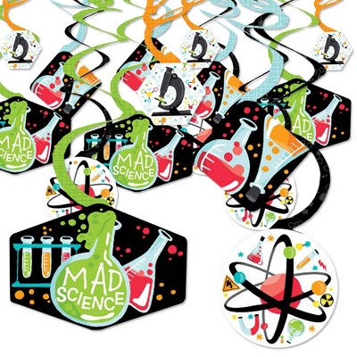 Big Dot of Happiness Scientist Lab - Mad Science Baby Shower or Birthday Party Hanging Decor - Party Decoration Swirls - Set of 40