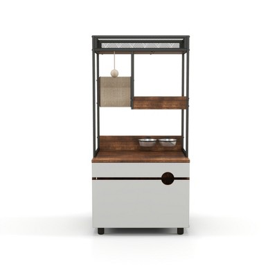 Lirago White Vintage Cat Litter Box Enclosure with Tower-48"H Pet Furniture 23.6x18.9
