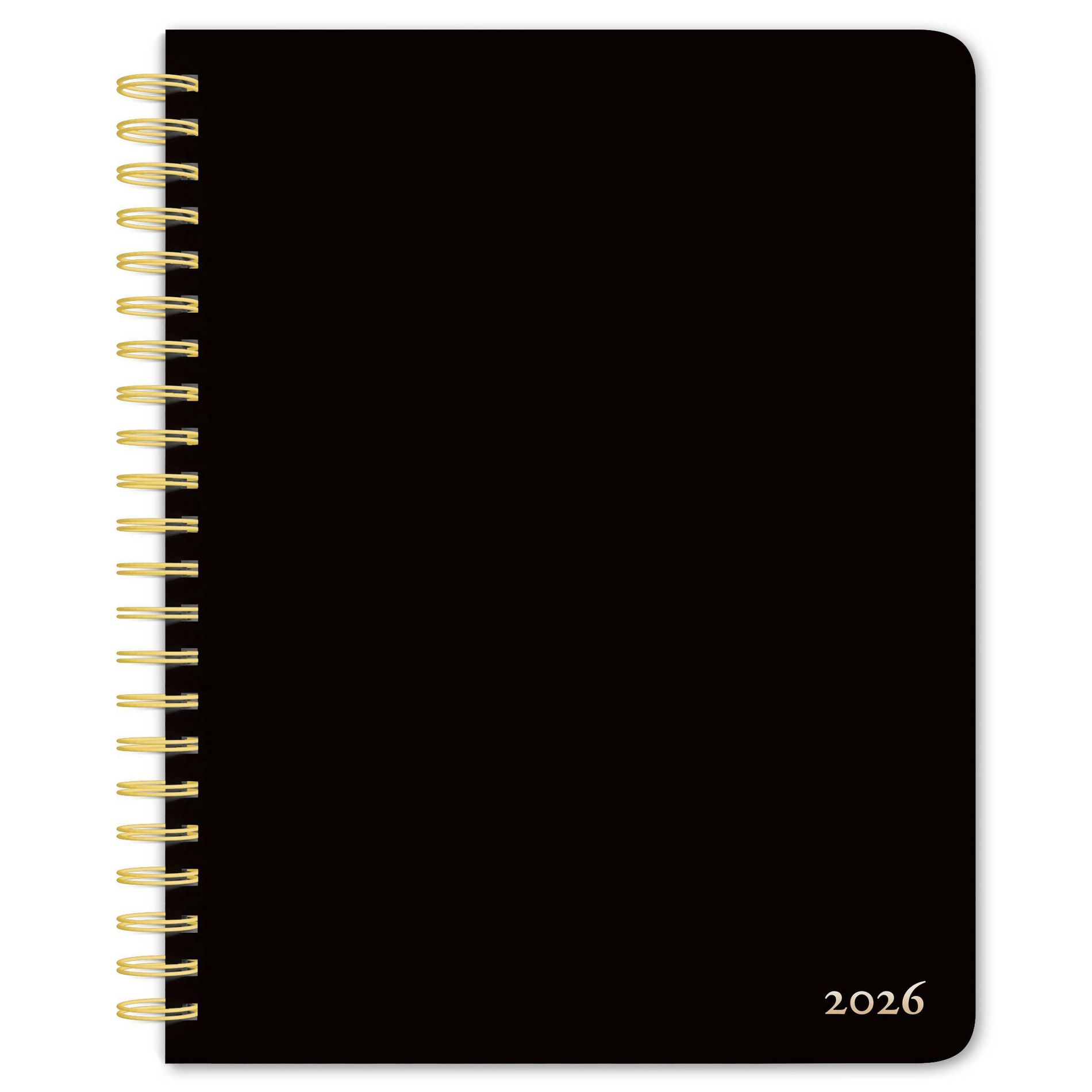 BrownTrout 2026 Black Solid 6"x7.75" Desk Planner Foil Stamped Cover