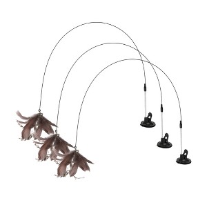 Unique Bargains Cat Teaser with Suction Cup and Bell Fluffy Plume Teasing Sticks - 1 of 4