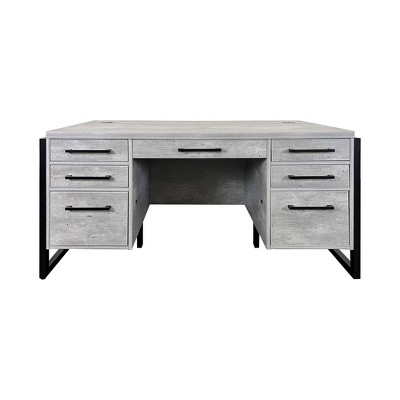 Payton Mid-century Half Pedestal Executive Desk Office Desk Black - Martin  Furniture : Target