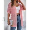 Women's Crochet Lightweight Cardigan Short Sleeve Boho Casual Open Front Sweater Tops - 4 of 4