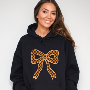 Simply Sage Market Coquette Orange Checker Bow Hoodie - 1 of 3