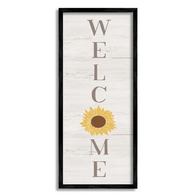 Stupell Industries Welcome Sign Rustic Sunflower Framed Giclee Art