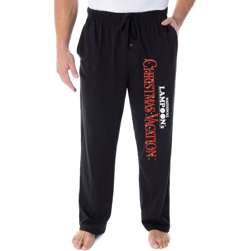 National Lampoon's Christmas Vacation Men's Movie Logo Loungewear Pajama Pants Black, 1 of 4