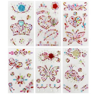 Wrapables Crystal Rhinestone Gem Stickers for DIY Arts & Crafts, Smartphones, Water Bottles, Sunglass Cases (Set of 6), Floral and Crown - 1 of 4