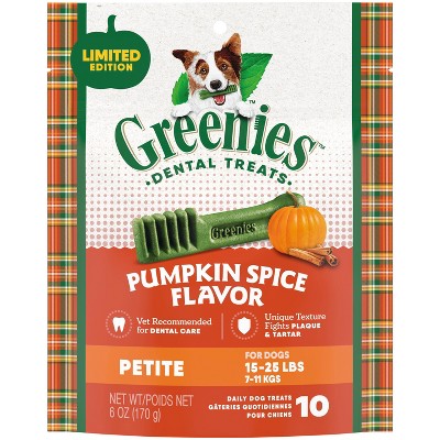 Greenies Pumpkin Spice Flavor Petite Dental and Hard Chews Dog Treats - 6oz/10ct