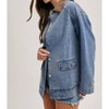 Women's Denim with Corduroy Collar Contrast Barn Coat Jacket - BluIvy - 3 of 4
