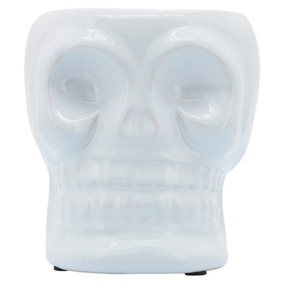 Sagebrook Home Ceramic Skull Vase - Contemporary Decorative Skull Vase for Succulents or Small Plants - Indoor or Outdoor Skull Vase