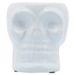 Sagebrook Home Ceramic Skull Vase - Contemporary Decorative Skull Vase for Succulents or Small Plants - Indoor or Outdoor Skull Vase - 1 of 4