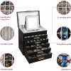 6-Layer Jewelry Box with Glass Lid, Large Black Organizer & Display Case for Necklaces, Bracelets, Earrings, Rings - 3 of 4