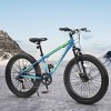 SEVOBAL Bicycles 24 Inch Fat Tire Mountain Bike Full Shimano 7 Speed Dual Disc Brakes Front Suspension, Blue, 67"*25"*40" - 3 of 4