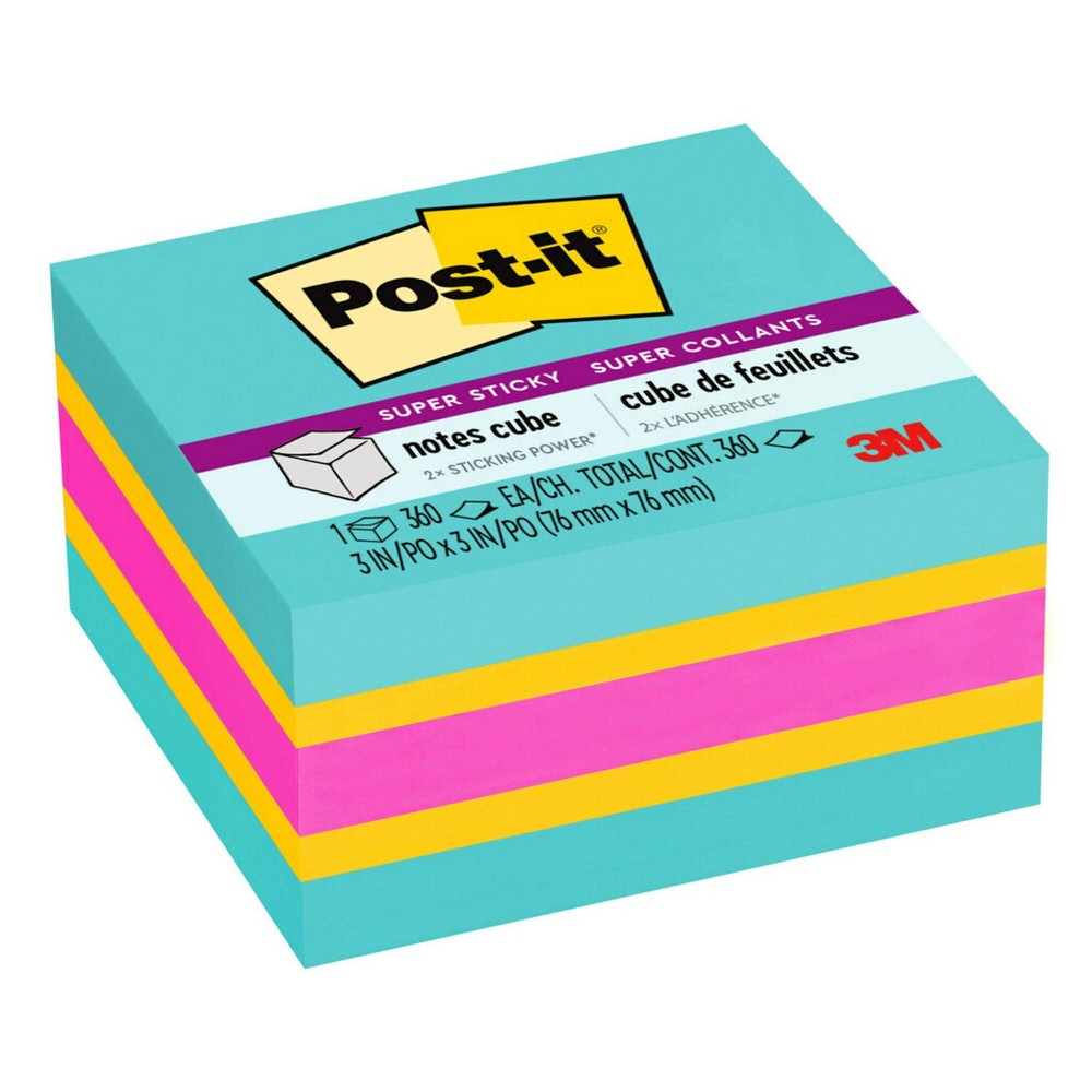 Photos - Desk Organiser Post-it Multi-Colored Super Sticky Notes Cube 