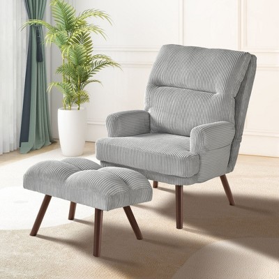 XIZZI Lazy Chair with Ottoman, Modern Large Accent Lounge Chair, Leisure Sofa Armchair Reading Chair with Footrest for Bedroom, Living Room, Dorm Room